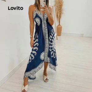 Lovito Vestido Boho Vestido Primavera/verão para Mulheres LBL32337